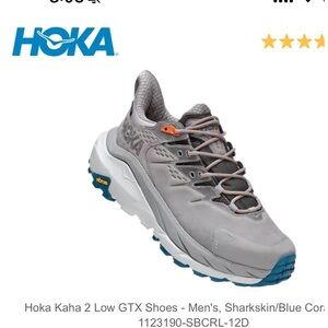 Hoka Kaha 2 GTX Low Men Grey Hiking Triathlon Waterproof Leather Vibram Megagrip